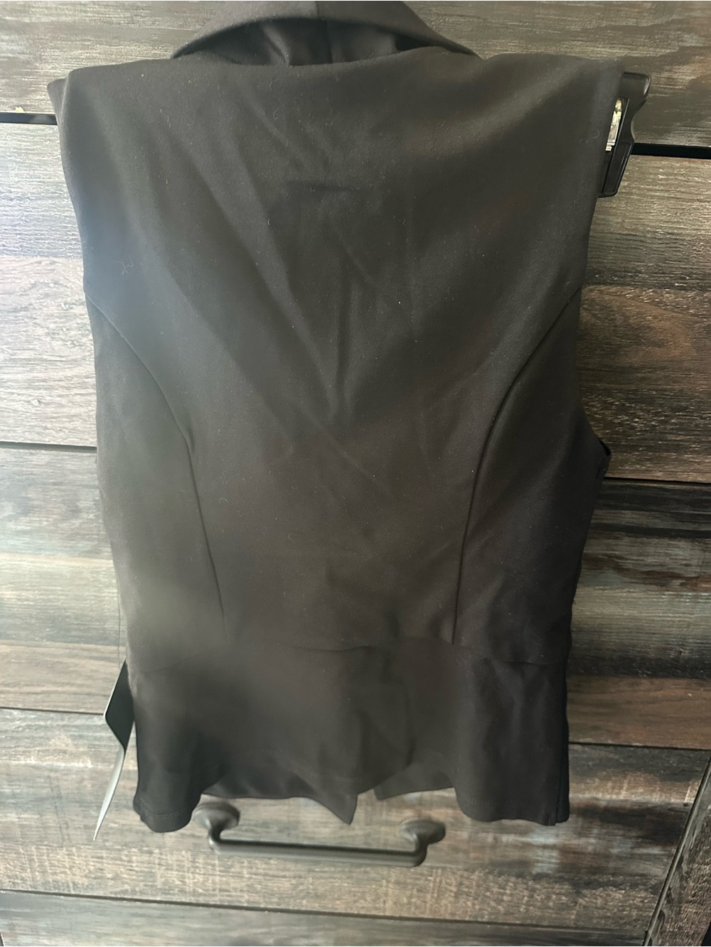 Lulu's Black Sleeveless Draped Collar Button Front Blouse - Picture 3 of 4